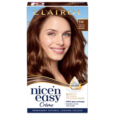 Clairol Nice' n Easy Crème Natural Looking Oil Infused Permanent Hair Dye 177ml (Various Shades) - 5W Medium Mocha Brown