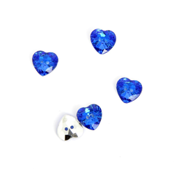 Boutons crystal coeur bleu roy 11 mm en oferta