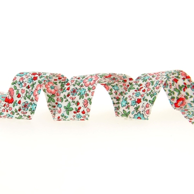 Biais coton Bio impression fleurs bleus