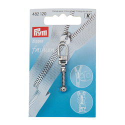 Curseur fermeture zip boule argenté características