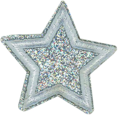 Écusson étoile paillettes gris
