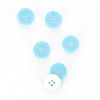 Boutons bleu clair et blancs 14 mm