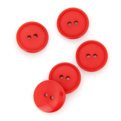 Boutons plats 2 trous rouge 15 mm características