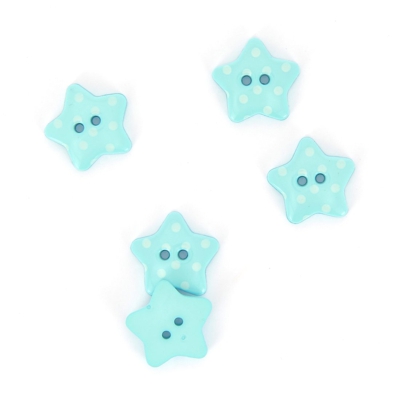 Boutons étoiles bleues à pois blancs 18 mm