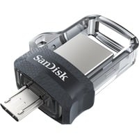 Ultra Dual m3.0 lecteur USB flash 128 Go USB Type-A / Micro-USB 3.2 Gen 1 (3.1 Gen 1) Noir, Argent, Transparent, Clé USB