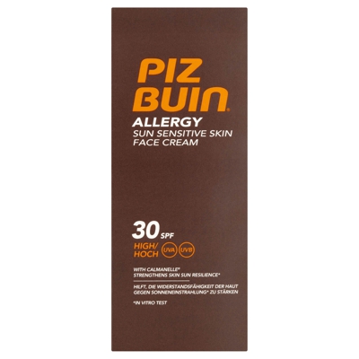 Crème Solaire Visage Peaux Sensibles Allergy Piz Buin – Haute Protection SPF 30 50 ml