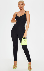 Combi basique noire décolletée à bretelles, Noir precio