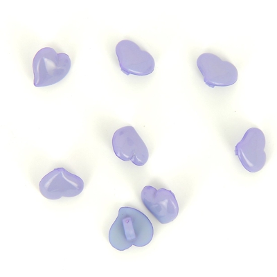 Boutons forme cœur violet lilas 13 mm