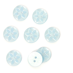 Boutons fleur 2 trous bleu clair 14mm precio