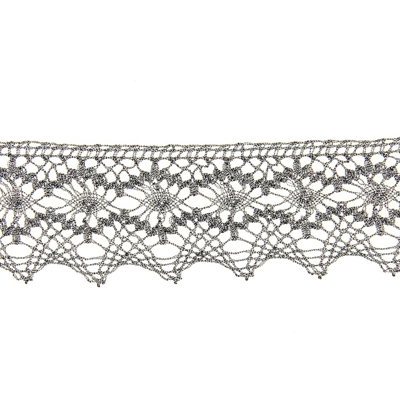 Dentelle métallisée argent vieilli 50 mm
