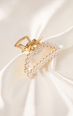 Petite pince à cheveux dorée à perles, Doré