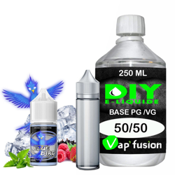 Pack e-liquide DIY Facile Blue Bird arôme concentré - Base PG/VG 250ML + Flacon vide 50 ml características