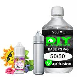 Pack e-liquide DIY Facile Purple Juice arôme concentré - Base PG/VG 250ML + Flacon vide 50 ml características