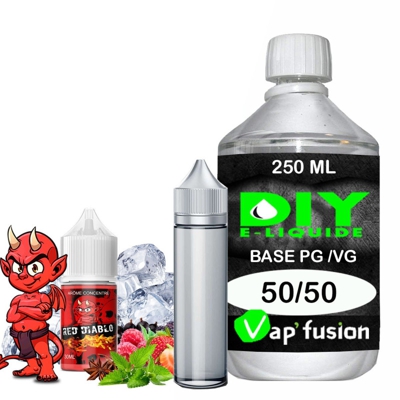 Pack e-liquide DIY Facile Red Diablo arôme concentré - Base PG/VG 250ML + Flacon vide 50 ml