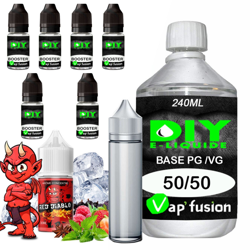 Pack base DIY facile e liquide RED DIABLO  230 ml VAPFUSION  Base pg vg +Arôme + Booster precio