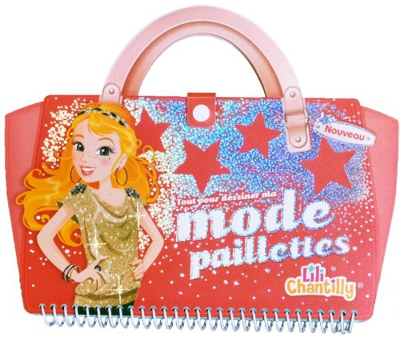 Cahier sac Lili Chantilly - Tout pour dessiner ma mode paillettes
