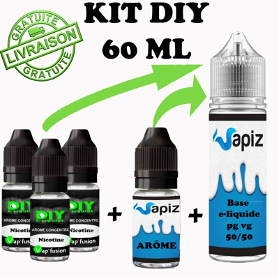 E liquide 60 ml Kit DIY vapiz pack diy -  arômes et nicotine au choix 50 ml - 60 ml