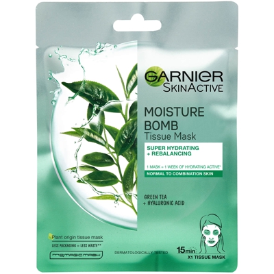 Garnier Moisture Bomb Green Tea Hydrating Face Sheet Mask for Combination Skin 32g