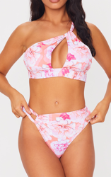 Bas de bikini rose imprimé floral très échancré, Rose características