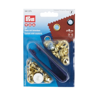 Œillets et rondelles, 8,0mm, doré