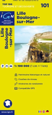 IGN 1 : 100 000 Lille Boulogne-sur-Mer: Top 100 Tourisme et Découverte. Patrimoine historique et naturel / Courbes de niveau / Routes et chemins / Itinéaires de randonnée / Compatible GPS (Ign Map)
