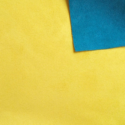 Tissu suédine double face bleu et jaune