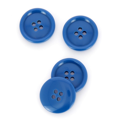 Boutons ronds 4 trous bleu moyen 23 mm