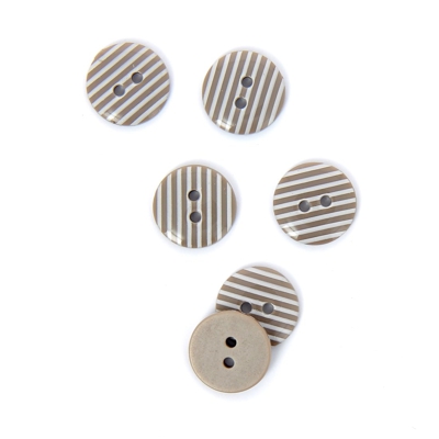 Boutons rayés gris 15 mm