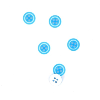 Boutons bleu turquoise et blancs 10 mm