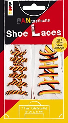FANtastische Shoe Laces Set: 2 Paar Motiv-Schnürsenkel in Deutschlandfarben, 110 cm x 10 mm, mit 3 pfiffigen Schnüranleitungen