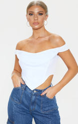 Corset en mesh blanc à col bateau, Blanc precio