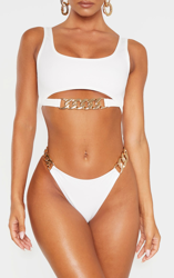 Bas de maillot de bain blanc à détail chaîne chunky, Blanc en oferta