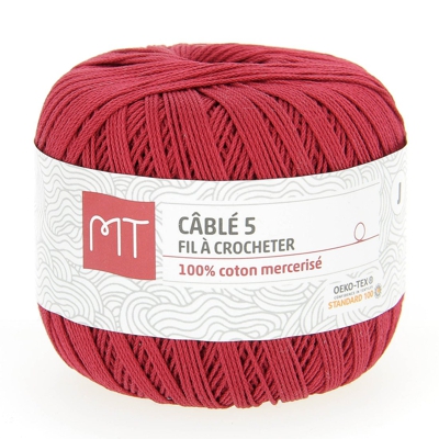 Fil à crocheter n°5 rouge foncé