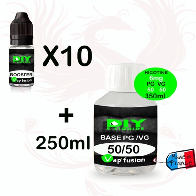 Base neutre - 250 ml - PG/VG 50-50 + 10 boosters 20mg - diy e liquide - Vapfusion