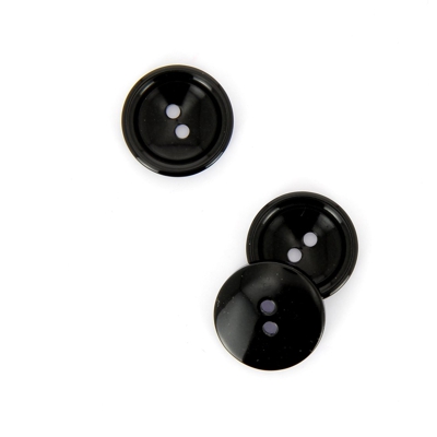 Boutons double cercle noir 20 mm
