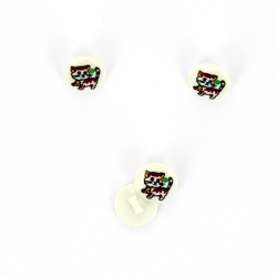 Boutons imprimés chat blanc 13mm características