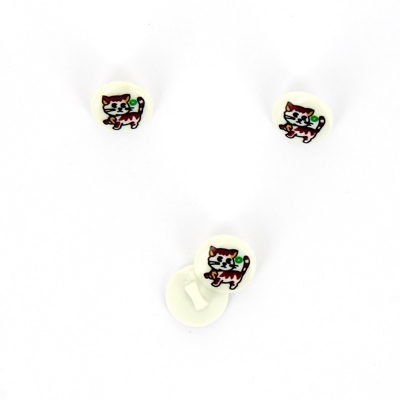 Boutons imprimés chat blanc 13mm