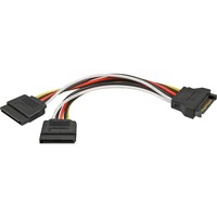 Cable Power SATA 15pin > 2x SATA HDD – straight 0,15 m, Adaptateur