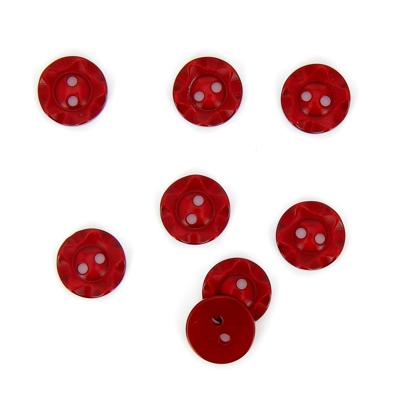 Boutons ondulés rouge bordeaux 14mm