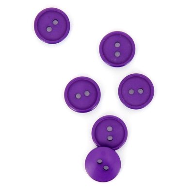 Boutons plats 2 trous violet 15 mm