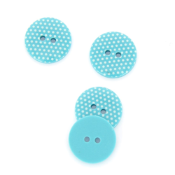 Boutons à pois 2 trous bleu clair 15 mm precio