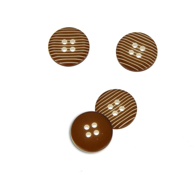 Boutons striés 2 trous marron 16 mm