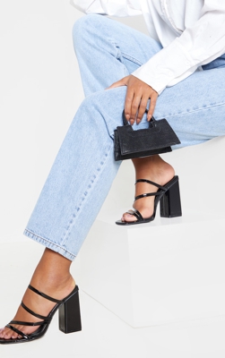 Mules à brides et gros talon noir, Noir