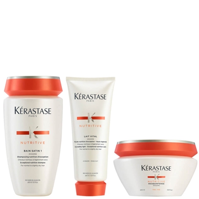 Bain Satin 1 Kérastase Nutritive 250 ml Lait Vital Nutritive 200 ml & Masquintense Cheveux Fins 200 ml