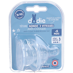 dodie® Tétine Initiation+ ronde 3 vitesses anti-colique +6mois en oferta