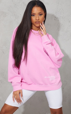 Sweat rose délavé à petit slogan Los Angeles, Rose