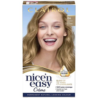 Clairol Nice' n Easy Crème Natural Looking Oil Infused Permanent Hair Dye 177ml (Various Shades) - 8A Medium Ash Blonde