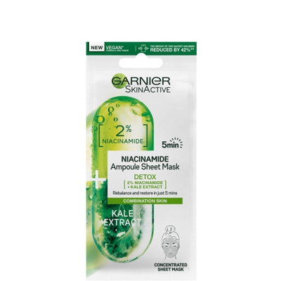 Garnier SkinActive Detox Ampoule Sheet Mask - Kale and 2% Niacinamide 15g