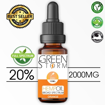 Huile de Chanvre BIO  Broad Spectrum 20% 2000 mg 10 ml Hemp Oil saveur Orange