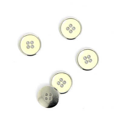 Bouton métal blanc et argent 15 mm
